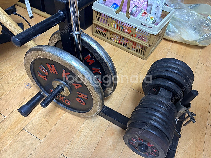 반석스포츠 바벨 접이식 벤치 , 바벨봉 바벨원판 팝니다--1