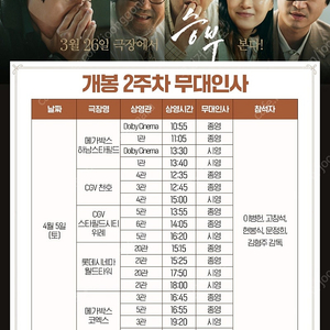 [정가양도/통로석]4월5일,13일 승부 무대인사 A열~ 통로석,단석,2연석 양도