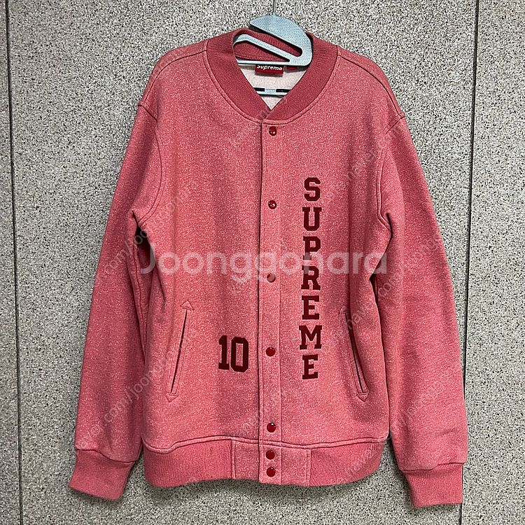 [XL] 슈프림 10FW 바시티 스웻 자켓 핑크 판매합...--0