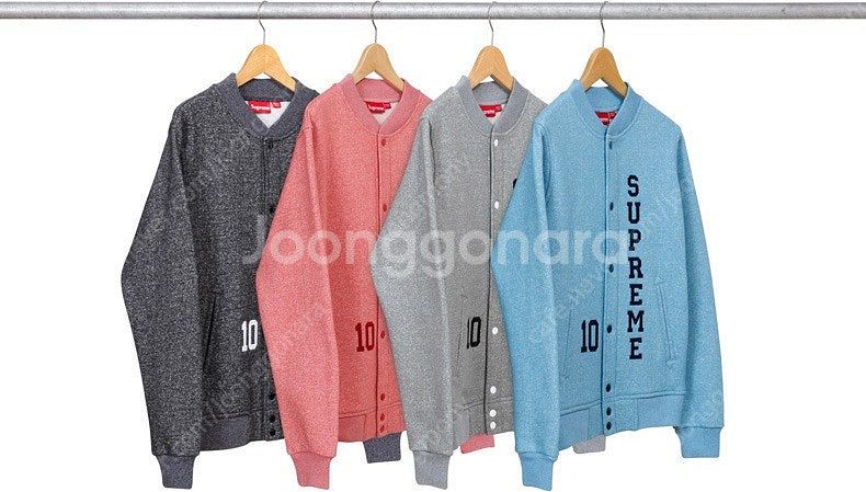 [XL] 슈프림 10FW 바시티 스웻 자켓 핑크 판매합...--7