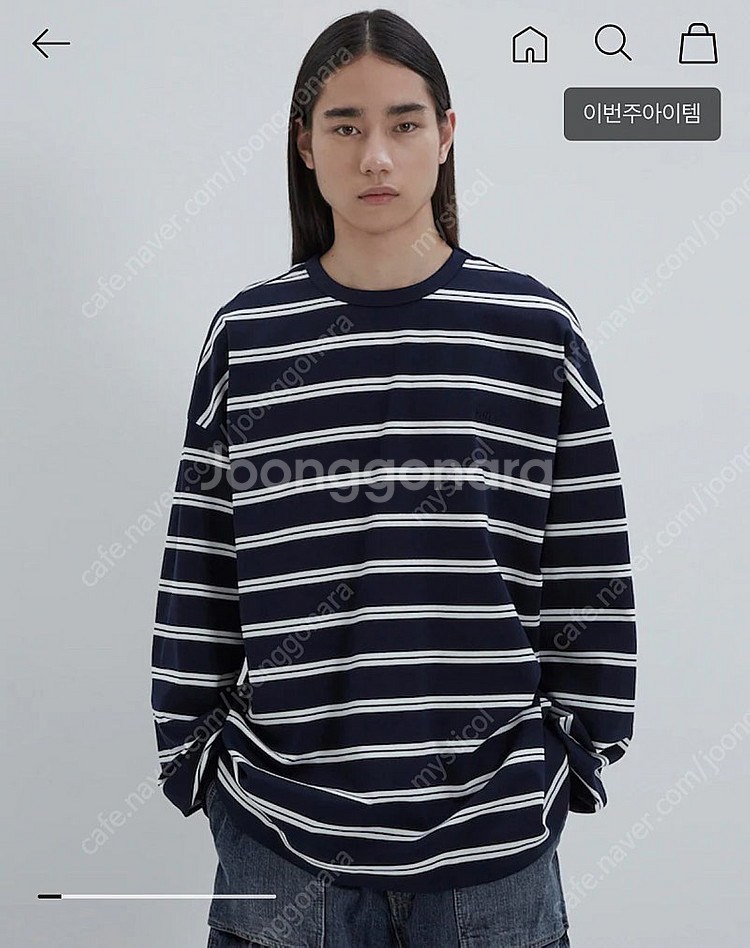 [M] 준지 25SS 복각 롱슬리브 네이비 새상품--2