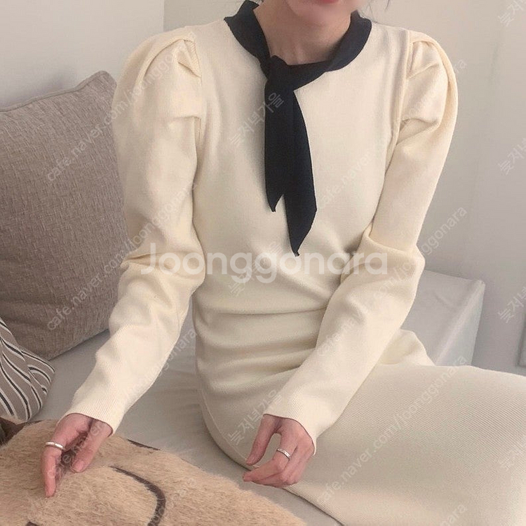 어깨퍼프 슬림핏 타이 니트 롱원피스 하객룩 연말룩 렌느 퍼빗 달리호텔--0