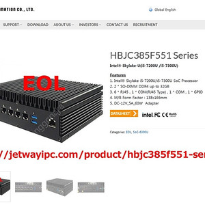 FANLESS Mini PC - Jetway JBC385F551W-6300U-B