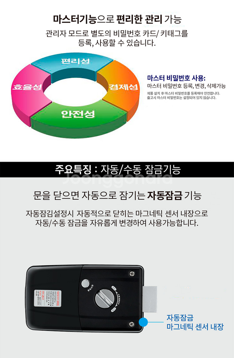 에버넷 커버형 디지털 도어락 비밀번호 번호터치 방식 L...--4