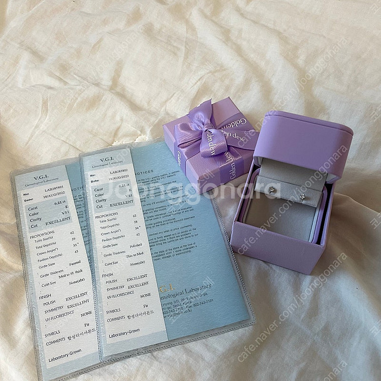 랩그로운 랩 다이아몬드 귀걸이 2부 14k 골든듀 박스--0