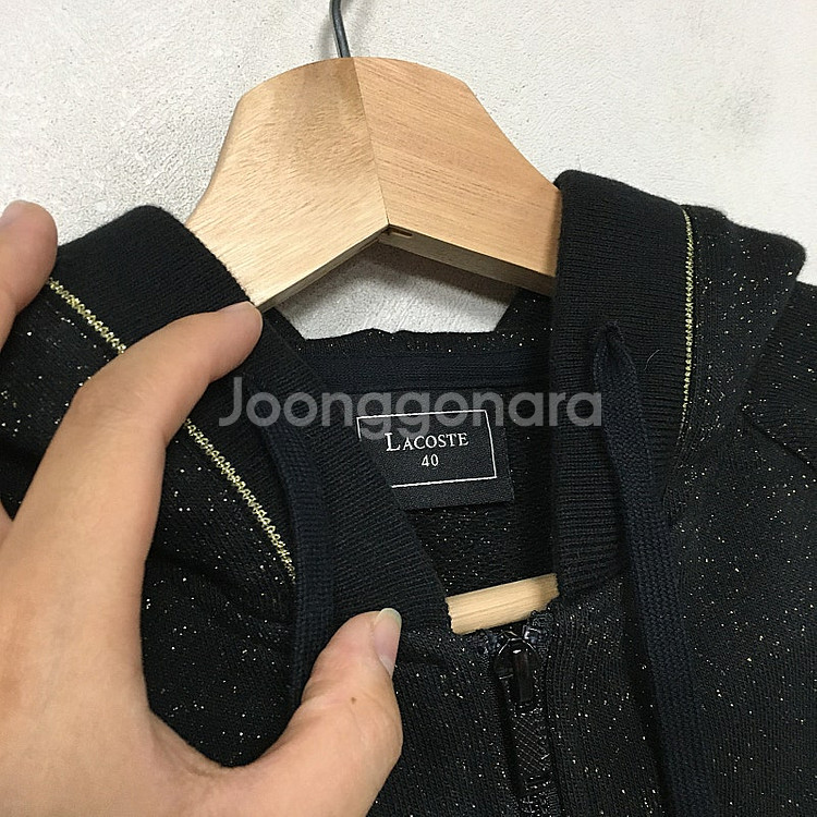 라코스테 여성 글리터 후드 집업 40--1