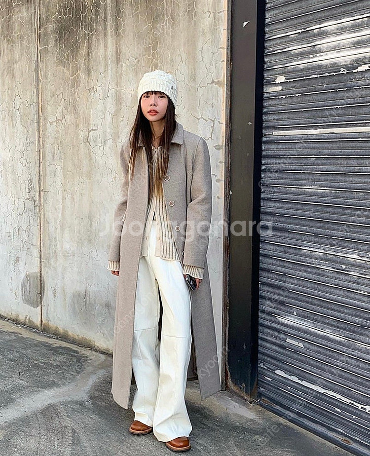 로우타이드 자카드 니트 비니 아이보리 새상품--2