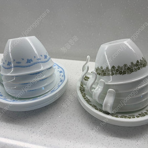 코렐 빈티지 모닝블루 스프링블라썸 후크컵 갈고리잔 커피잔 세트