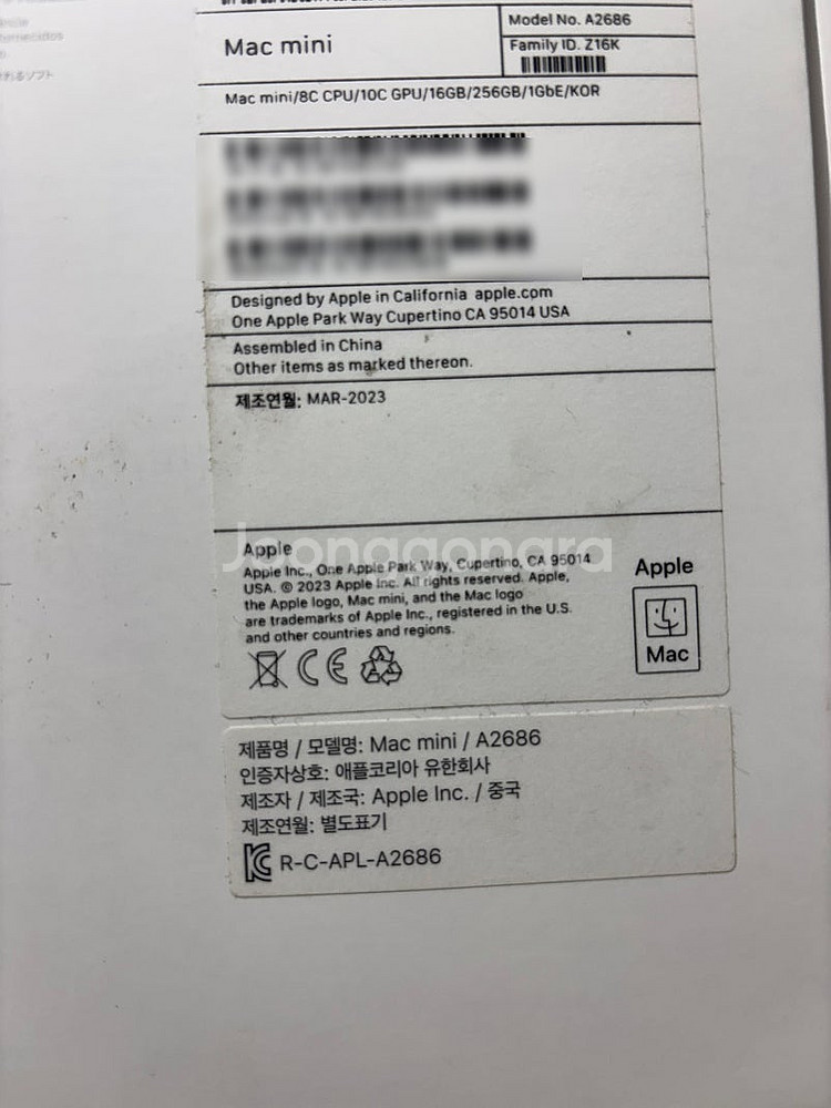 맥미니m2 cto 16G, 256GB(상태 최상)--1
