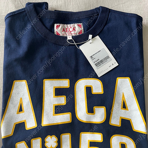 에이카화이트 반팔티 TEAM AECA HALF SLEEVE TEE-NAVY 스몰사이즈 새제품