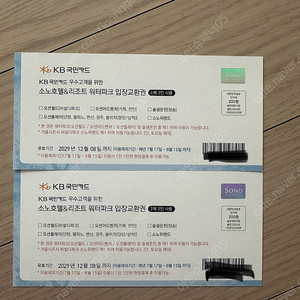 로블카드 소노호텔&리조트 워터파크 입장교환권