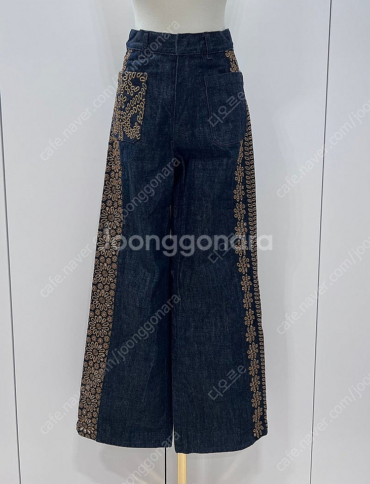 정품 DIOR 디올 자수 데님 와이드 팬츠 34--0