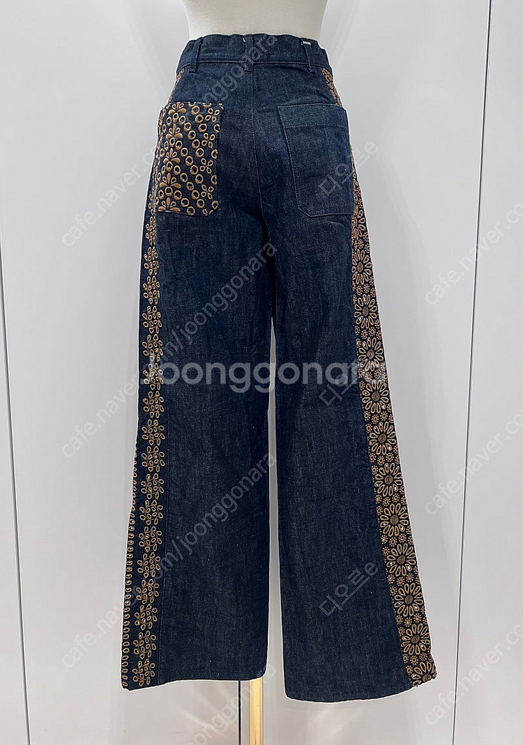 정품 DIOR 디올 자수 데님 와이드 팬츠 34--1