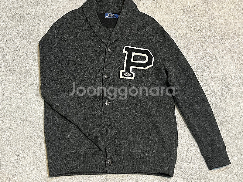 L 폴로 랄프로렌 P로고 숄카라 레터맨 가디건--0