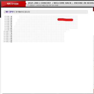투애니원 2ne1/ 4월 12(토) F1구역 3열 무대 쪽 명당