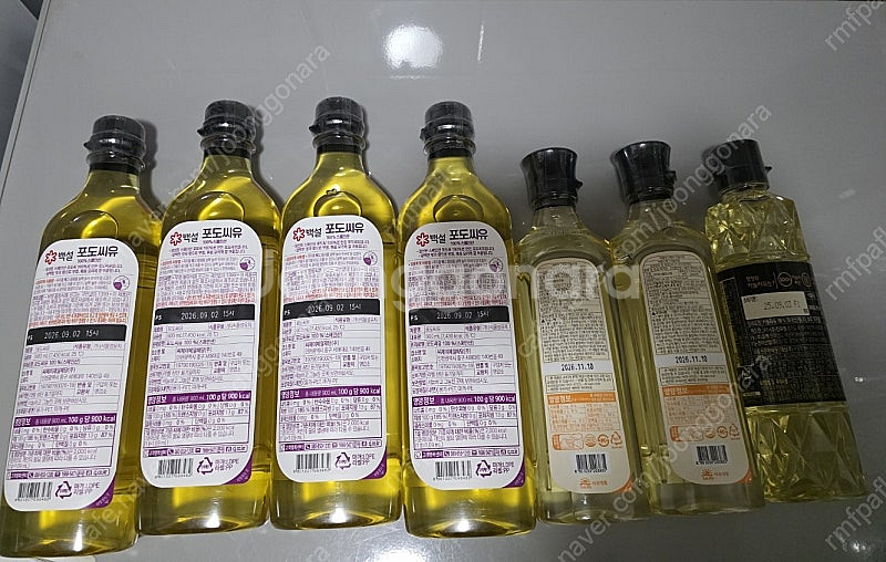 백설포도씨유 900ml 4개, 해표카놀라유 500ml ...--1