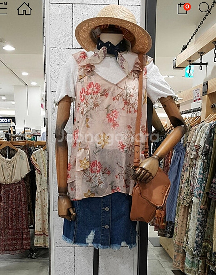 무배 새상품 S, M 루즈핏 플라워 쉬폰 뷔스티에 써스...--1
