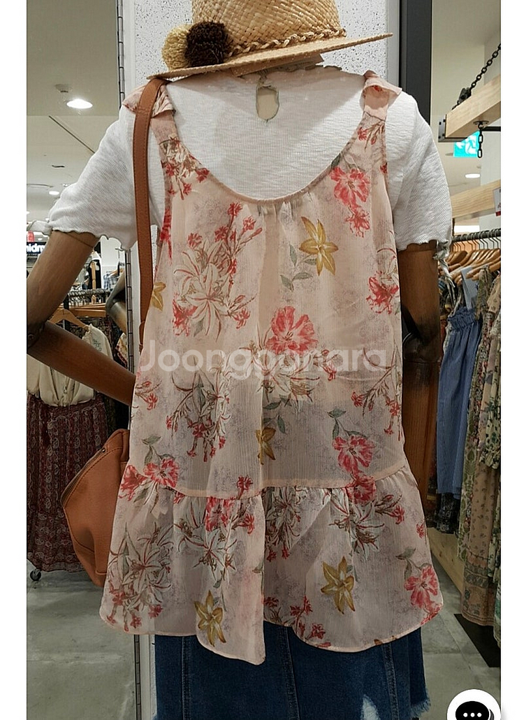 무배 새상품 S, M 루즈핏 플라워 쉬폰 뷔스티에 써스...--2