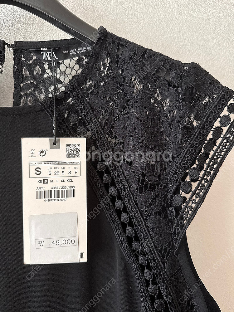자라 원피스 새상품 /블랙 미니 원피스 휴양지 레이스 코스--3