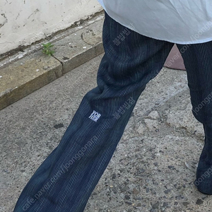 포허 blue wave linen banding pants