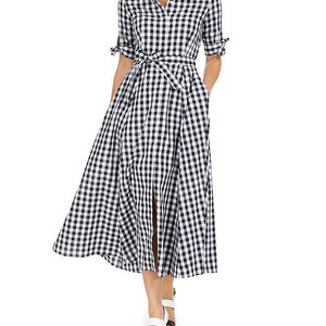 CK Short Sleeve Checkered Print Dress (CK깅엄 원피스) 6사이즈