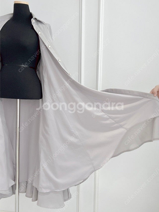메이윤 롱 셔츠원피스 M 새상품 그레이--2