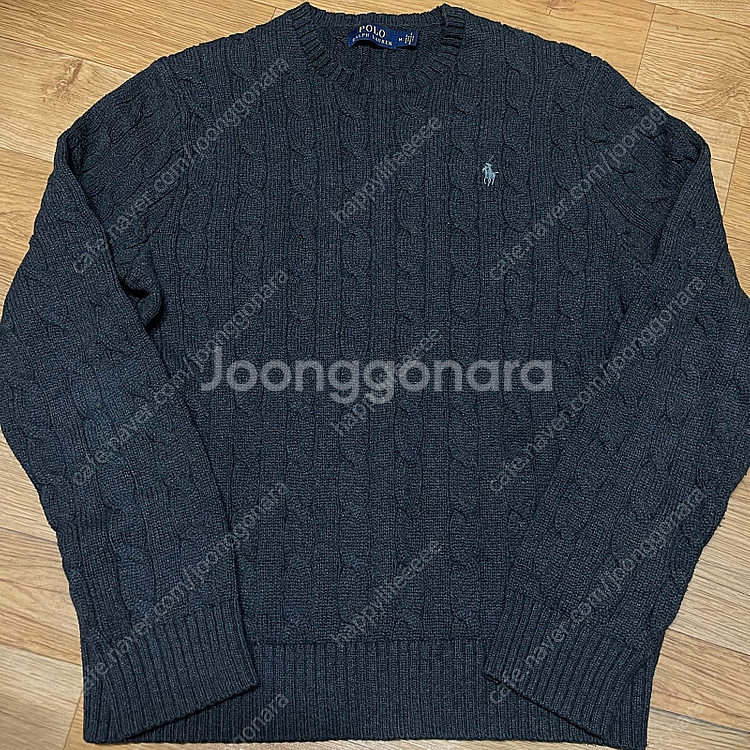 폴로 꽈배기니트 차콜그레이 M사이즈(95-100사이즈)--2