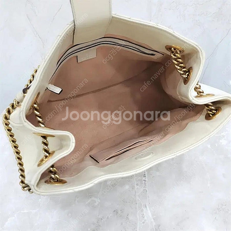 구찌 아이보리 GG마몬트 마틀라세 체인 숄더백--4