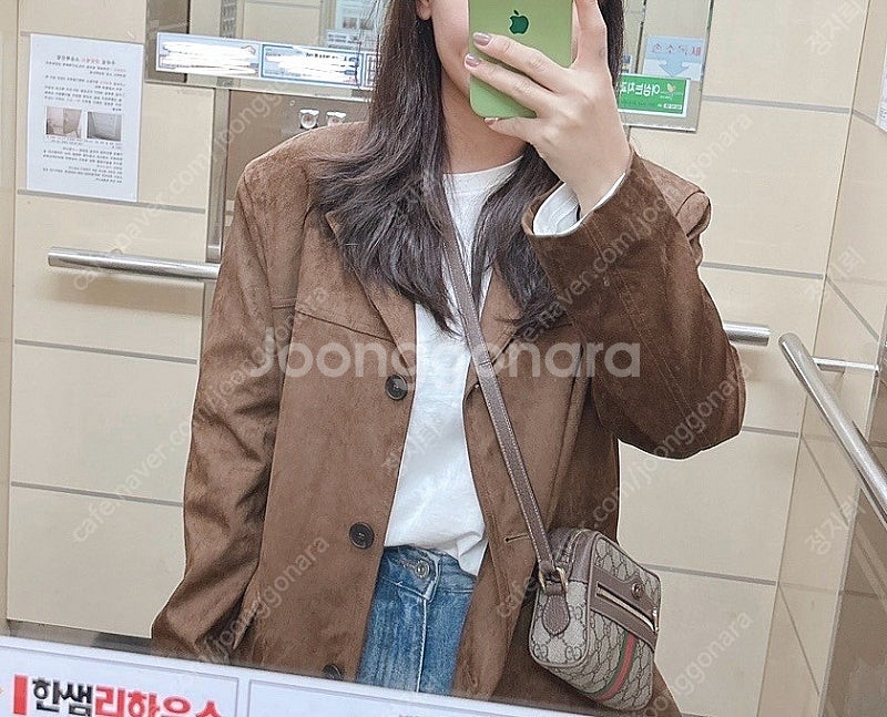 로라로라 스웨이드 싱글 자켓 브라운--3