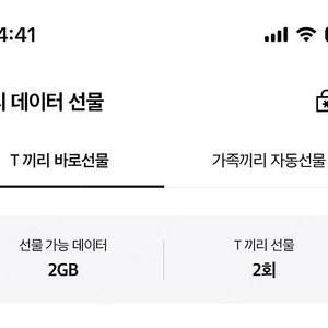 skt 데이터 선물 2기가 2500원