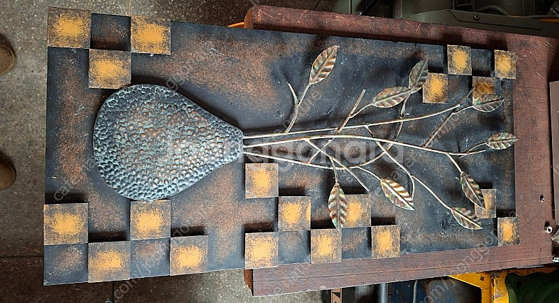 쳘재벽걸이 2개일괄 산수화 서각 각--1