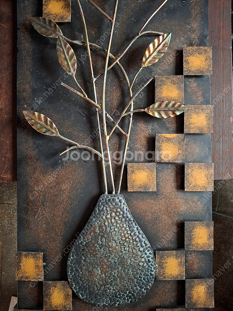 쳘재벽걸이 2개일괄 산수화 서각 각--4