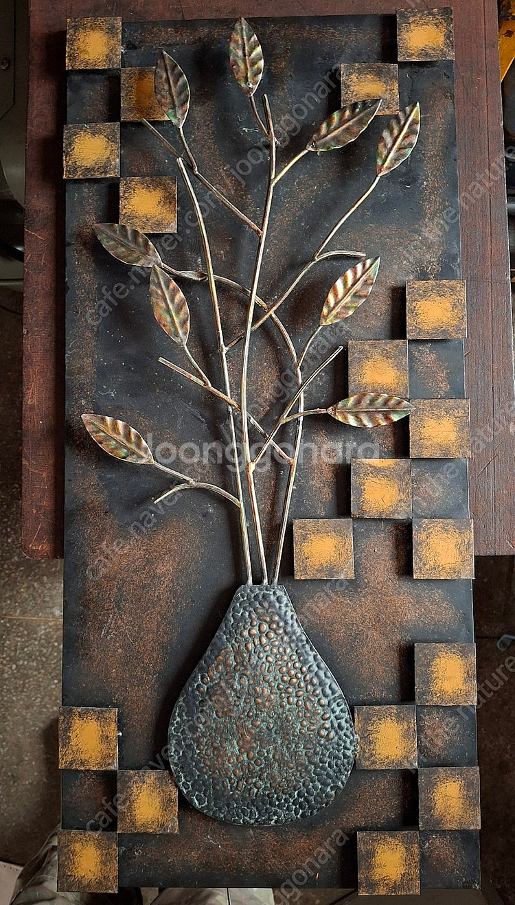 쳘재벽걸이 2개일괄 산수화 서각 각--5