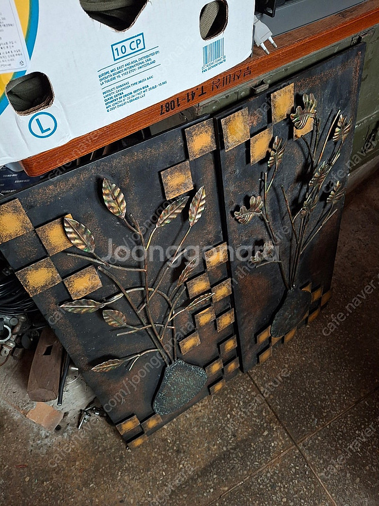 쳘재벽걸이 2개일괄 산수화 서각 각--9