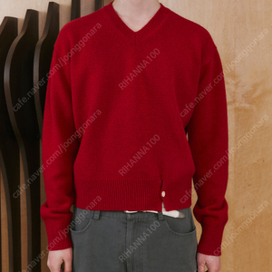 waviness(웨이비니스) High Tide V-neck Knit - Red (브이넥v넥 니트 레드 빨강) 2사이즈size