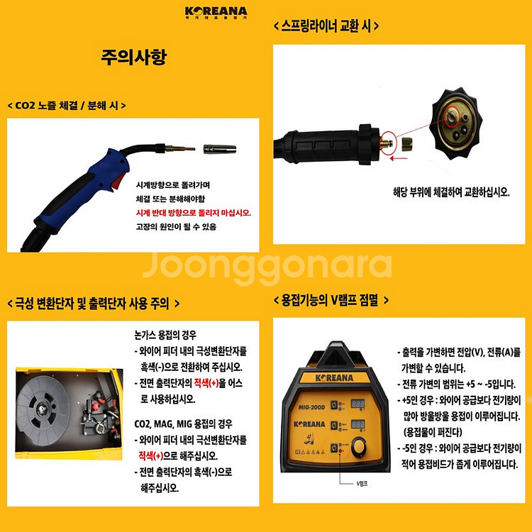 80[최저가판매] mig200d 논가스용접기 코리아나--4