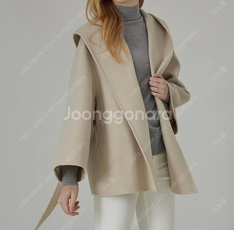 르메띠에 캐시미어 블렌디드 후드 하프 코트--1