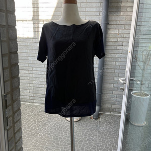 캘빈클라인 실크100 네이비블랙 콤비 블라우스 새상품 55 정가10만대