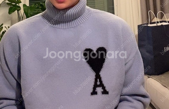 아미 인타르시아 터틀넥 블루--1