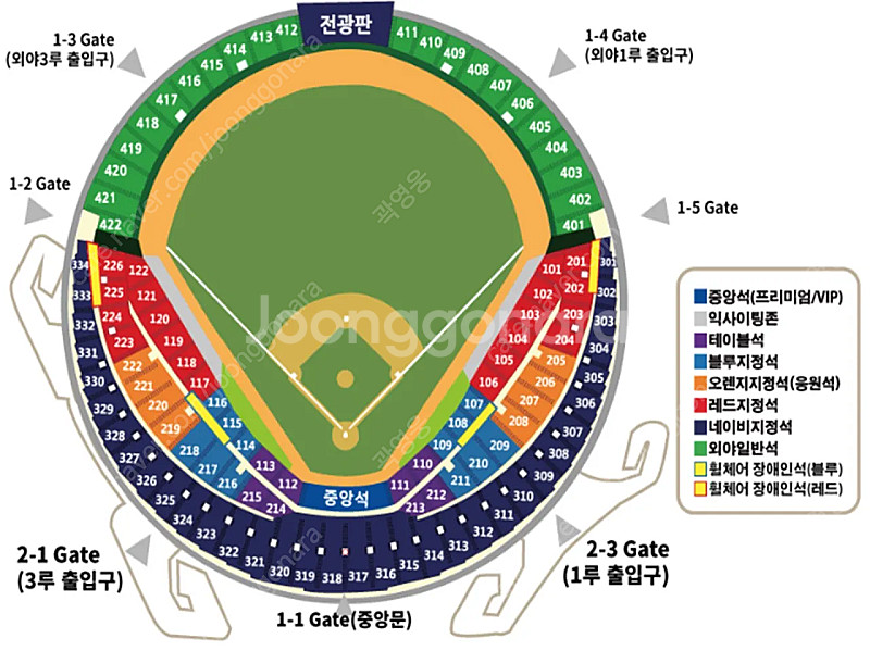 4/8(화) 두산 vs 한화 3루 오렌지석/네이비석 판...--0