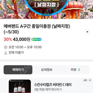 에버랜드 자유이용권 4.11.(금) 4매