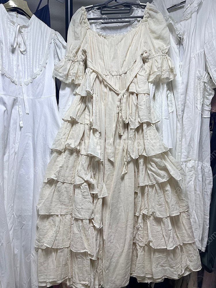 마담드쟌느 거즈캉캉 원피스 베이지 홈드레스 잠옷 파자마--2