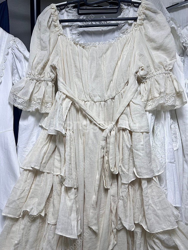 마담드쟌느 거즈캉캉 원피스 베이지 홈드레스 잠옷 파자마--4