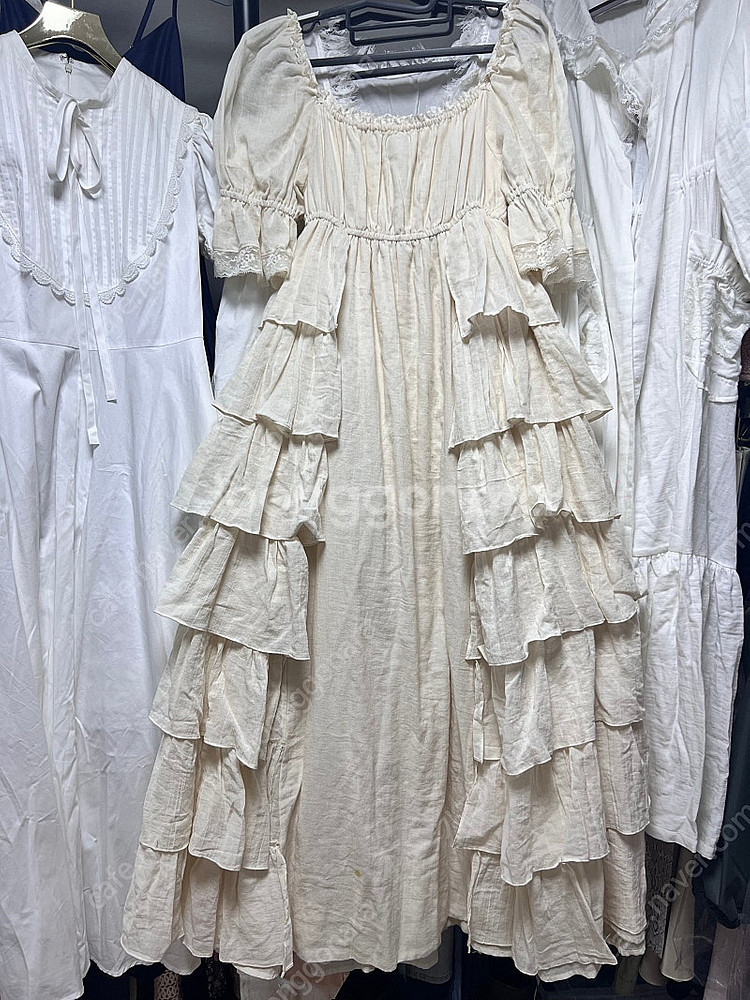 마담드쟌느 거즈캉캉 원피스 베이지 홈드레스 잠옷 파자마--7