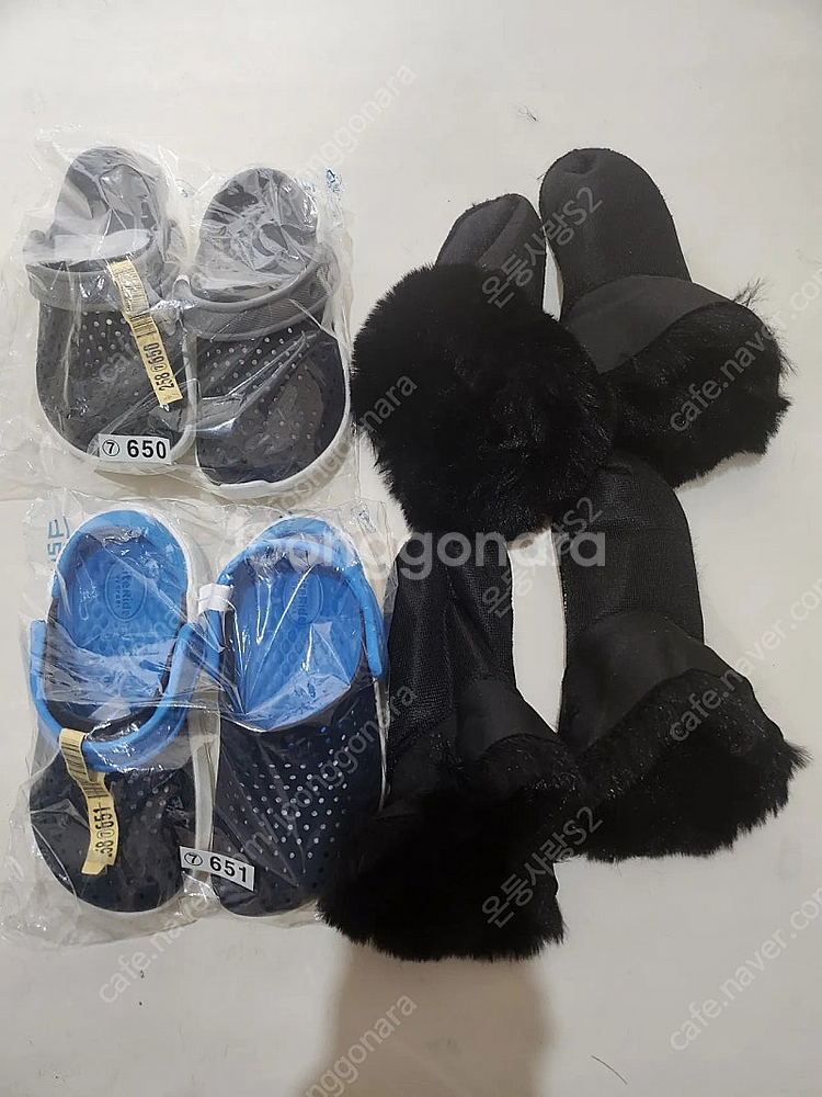 쌍둥이 가능)크록스 샌달 165~170/C10/블루와블랙 2켤레 & 방한화호환용내피& 욕실화(170) 일괄판매--0