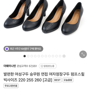 더웨이나인 면접 구두 (고급) 3cm 250mm