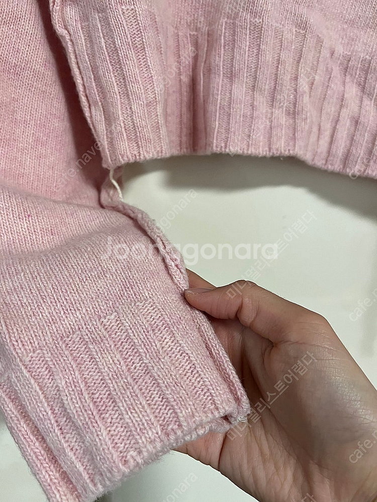 마뗑킴 matin kim 핑크 스티치 포인트 크롭 가디건--5