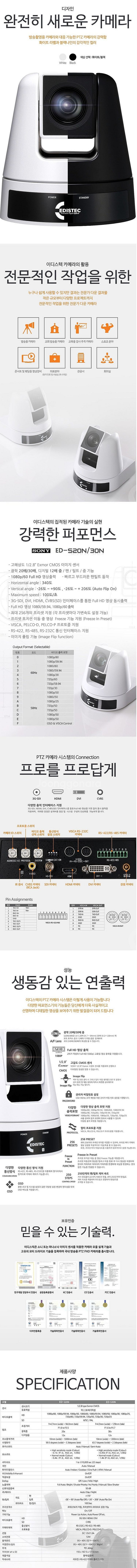 EDISTEC PTZ 카메라 ED-S20N (20배줌,...--0