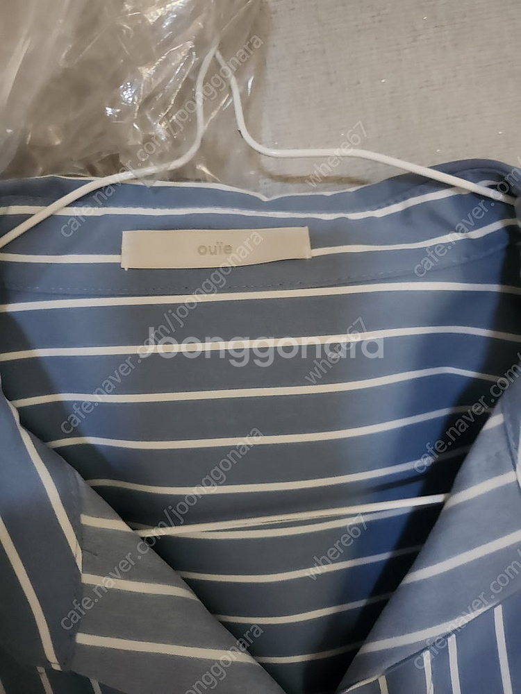 ouie 오버핏 스트라이프셔츠--3