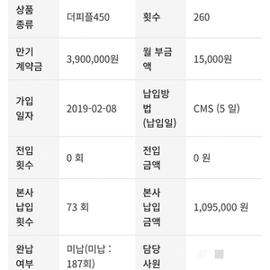 더피플라이프 2구좌 양도합니다 600상품 450만원상품으로 가입된 상품입니다